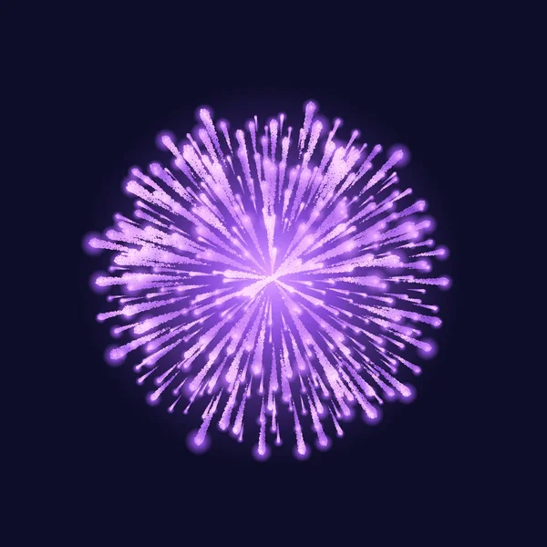 Feuerwerk Isoliert Schöne Lila Feuerwerk Auf Dunklem Himmel Hintergrund Vektorillustration — Stockvektor