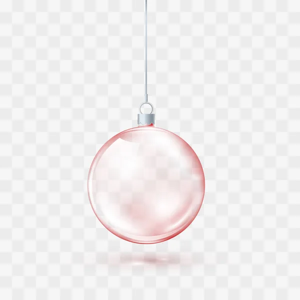 Red Glass Transparent Christmas Ball Xmas Glass Ball Transparent Background — Stock Vector