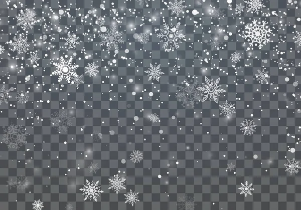 Karácsonyi Háttér Hulló Hópelyhek Téli Üdülés Háttér Vektoros Illusztráció — Stock Vector
