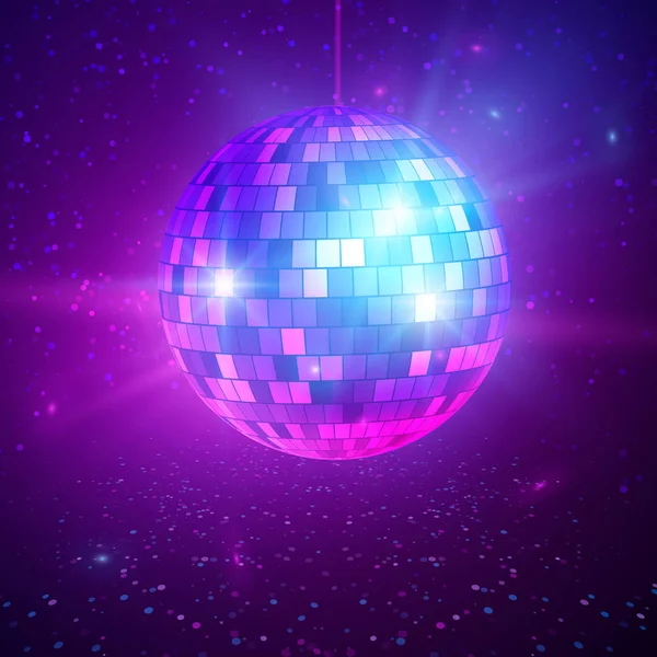 Disko Veya Ayna Top Parlak Işınları Ile Müzik Dans Gece — Stok Vektör