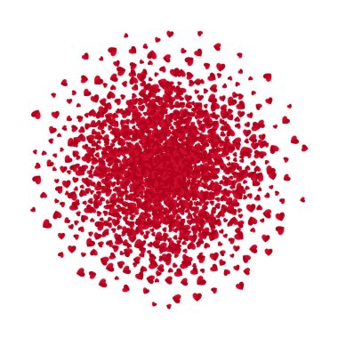 Kırmızı kağıt kalp şekli konfeti. Beyaz arka plan üzerinde izole vektör çizim