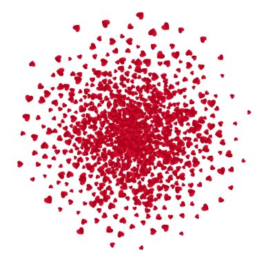 Kırmızı kağıt kalpler konfeti. Beyaz arka plan üzerinde izole vektör çizim