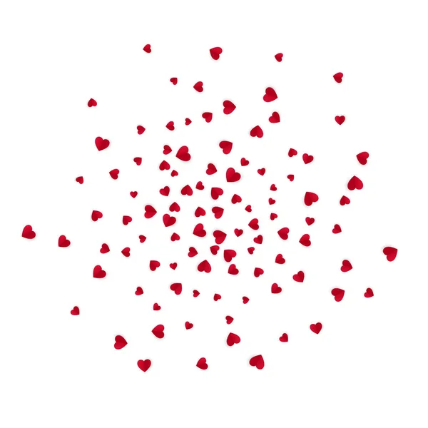 Corações Papel Dispersão Vermelhos Confetam Elemento Decorativo Feriado Romântico Ilustração — Vetor de Stock