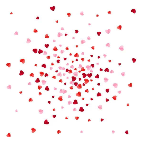 Rojo Rosa Dispersar Corazones Papel Confeti Ilustración Vectorial Aislada Sobre — Archivo Imágenes Vectoriales