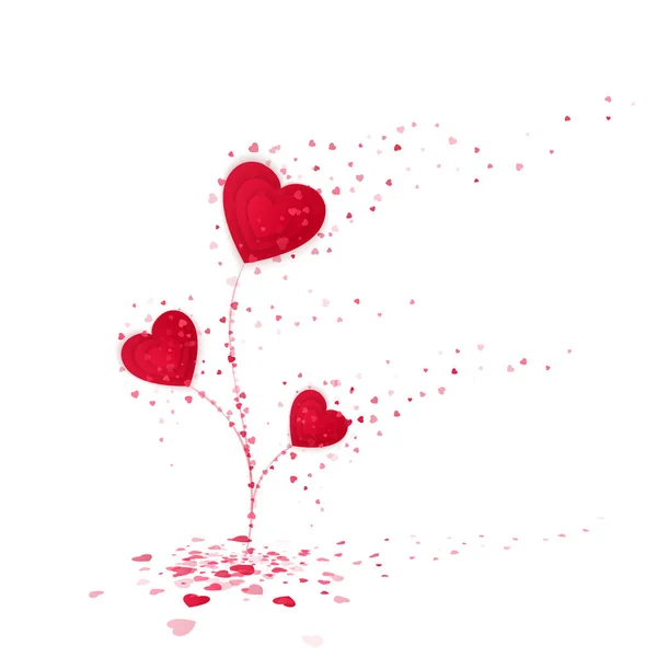 Цветок Красного Сердца Символ Любви Милый Цветок Красных Сердец Открытки — стоковый вектор