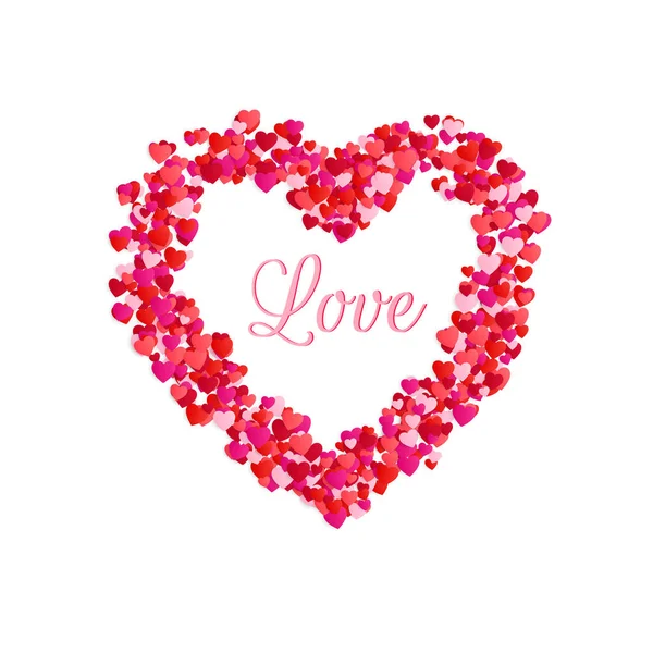 Kalpli çerçeve içinde seviyorum. Anneler günü, Sevgililer günü veya kadın günü için romantik dekorasyon öğesi. Beyaz arka plan üzerinde izole vektör çizim