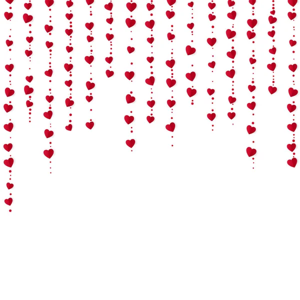 Vertical Red Heart Garlands Valentines Day Romantic Background Wrapping Paper — Stock Vector