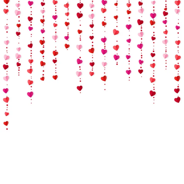 Vertical Colorful Heart Garlands Valentines Day Romantic Background Wrapping Paper — Stock Vector
