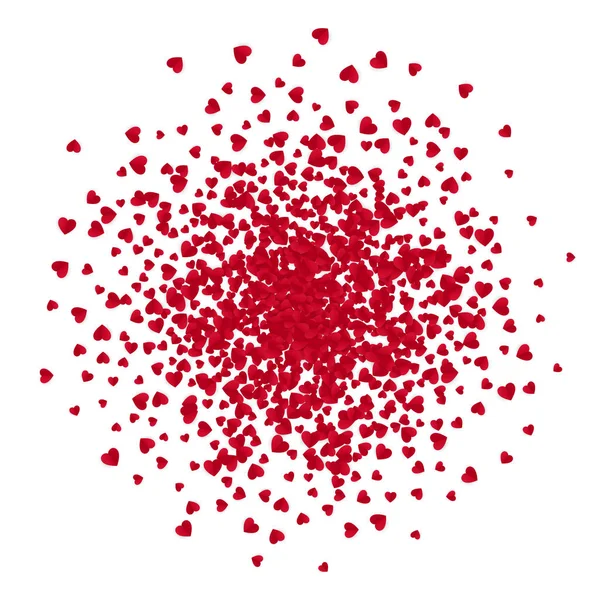 Kırmızı kağıt kalpler konfeti. Beyaz arka plan üzerinde izole vektör çizim