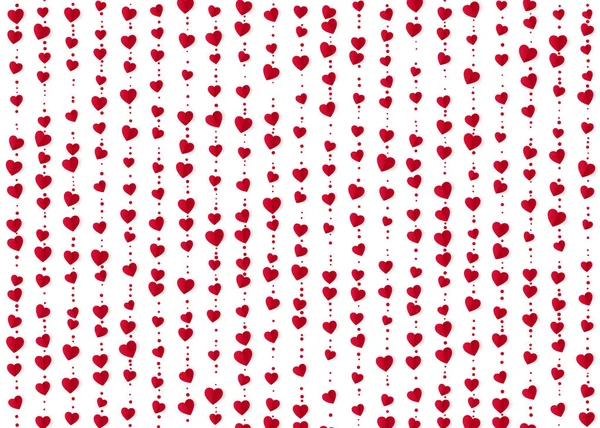 Red Heart Garlands Valentines Day Romantic Background Wrapping Paper Background — Stock Vector