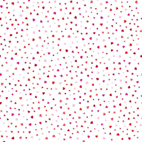 Nahtloses Muster Mit Bunten Roten Herzen Auf Weißem Hintergrund Vektorillustration — Stockvektor