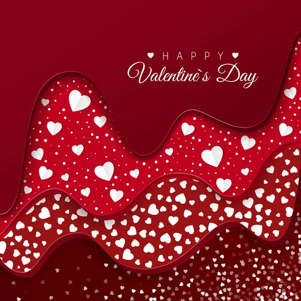 Boldog Valentin Nap Üdvözlőlap Vörös Rétegek Különböző Díszítő Elemek Holiday — Stock Vector