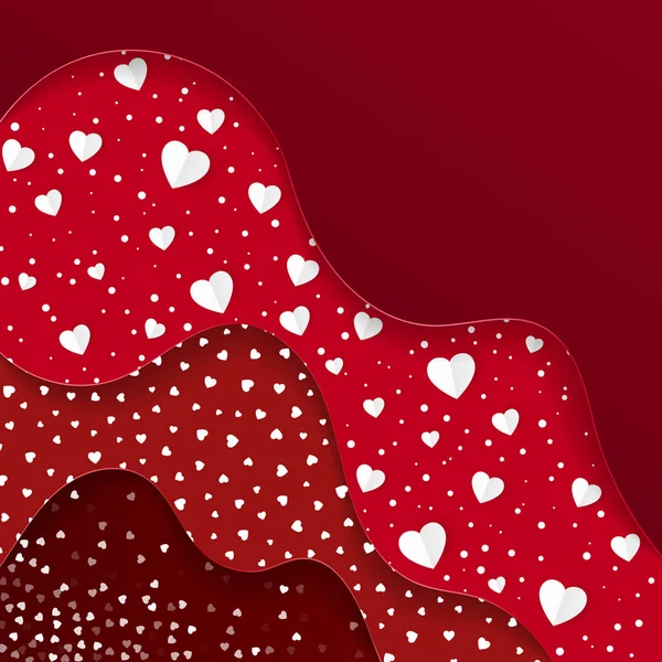 Šťastný Valentýn Přání Červená Vrstev Různými Ozdobnými Prvky Romantický Design — Stockový vektor