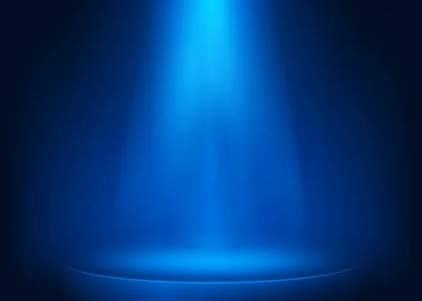 Blaue Szene Beleuchtete Scheinwerfer Rampenlicht Hintergrund Zeigen Lichtstrahl Auf Blauer — Stockvektor