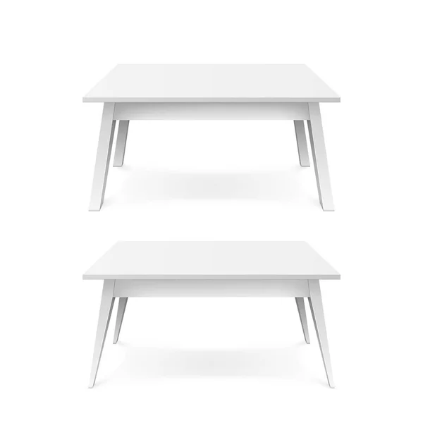 Tables Blanches Réalistes Table Bureau Blanche Avec Ombre Illustration Vectorielle — Image vectorielle