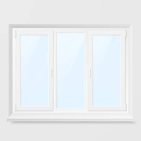 Біле Офісне Пластикове Вікно Вид Спереду Вікна Векторна Ілюстрація Ізольована — стоковий вектор