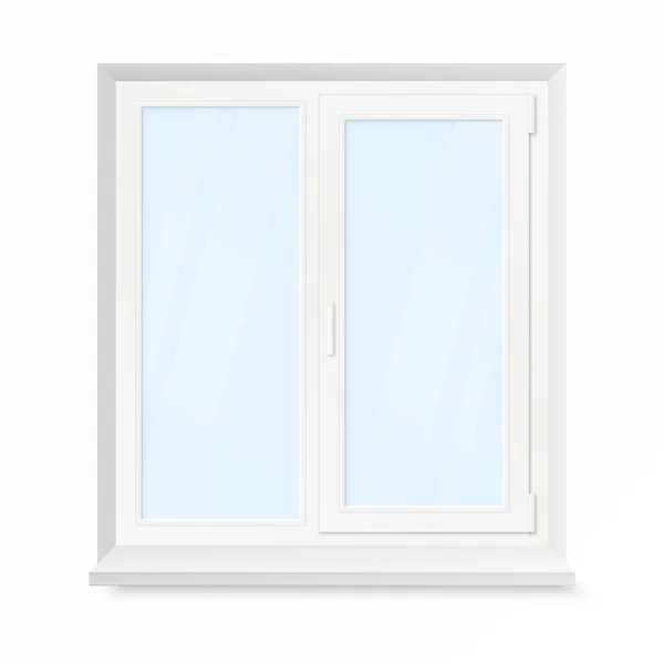 Weiße Büroplastik Fenster Fensterfrontansicht Vektor Illustration Isoliert Auf Weißem Hintergrund — Stockvektor