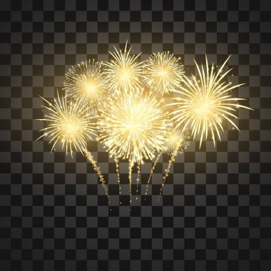 Festival firework. Colorful fireworks holiday background. Vector illustration isolated on dark background clipart