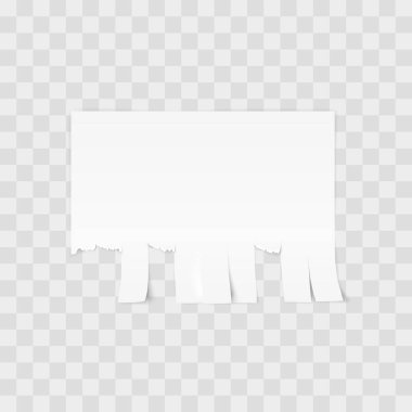 White advertisement Tear-off paper template on white background. Vector illustration clipart
