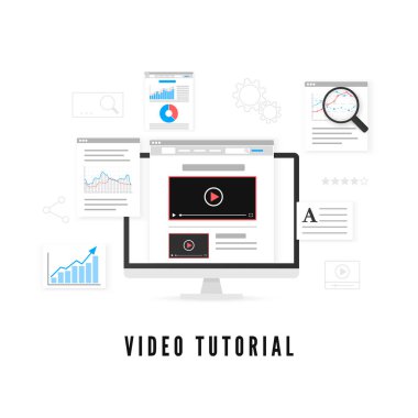 Online Eğitim. Öğretici ve çalışma sahası online kavramı. Vektör çizim