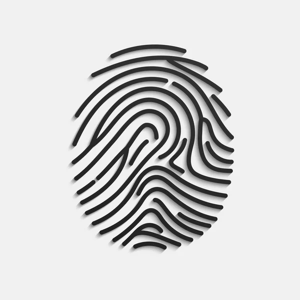 Fingerprint. Scan fingerprint isolated on white background. Volume press of finger with shadow. Vector illustration — Stock Vector
