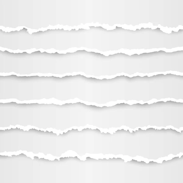 Conjunto de papel rasgado listras elemento. Textura de papel abstrata com borda danificada. Ilustração vetorial —  Vetores de Stock
