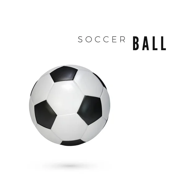 Soccer ball with shadow. Leather ball isolated on white bavkground. Vector illustration — Stock Vector