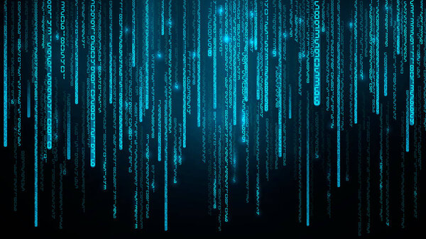 Падение случайных чисел. Синий фон Матрицы. Поток десятичных знаков. Векторная иллюстрация
