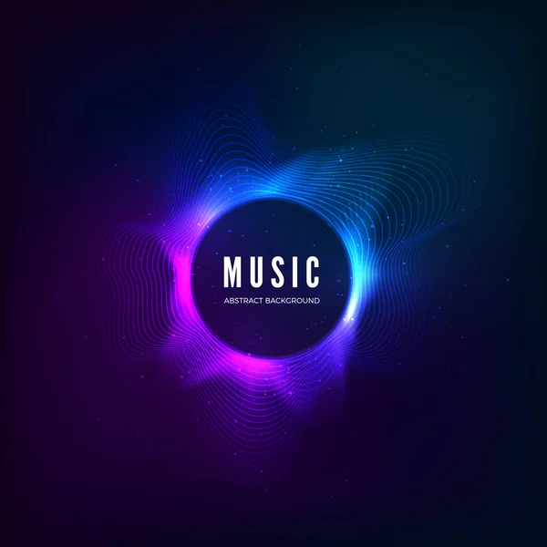 Radial sound wave curve with light particles. Colorful equalizer. Abstract colorful cover for music poster and banner. Vector illustration — Stock Vector