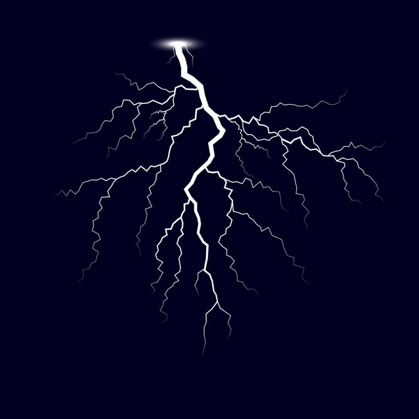 Villám. Mennydörgés vihar villámlás. Vektoros illusztráció izolált sötét háttér — Stock Vector