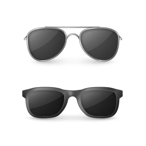 Realistische Sonnenbrille Frontansicht. Plastikgläser. Vektor-Illustration isoliert auf weißem Hintergrund — Stockvektor