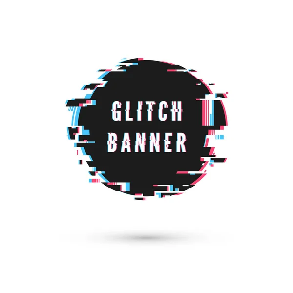 Glitch effect. Circle advertising banner. Digital technology poster. Vector illustration isolated on white background — Stock Vector