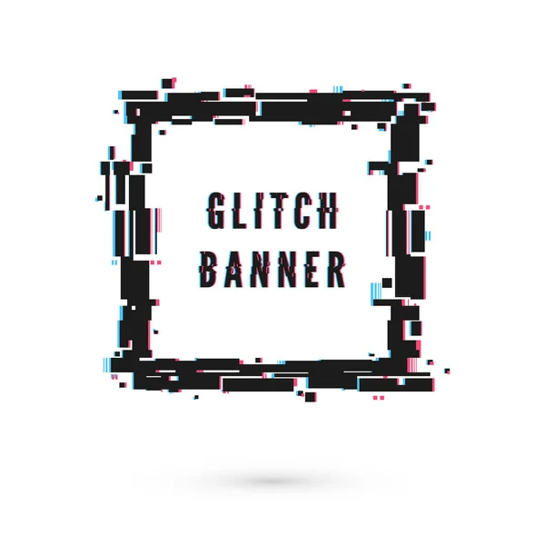 Vierkante banner met vervormingseffect-glitch. Digitale technologie moderne poster en flyer sjabloon. Vector illustratie geïsoleerd op witte achtergrond — Stockvector