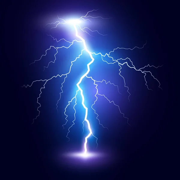 Lightning flash bolt or thunderbolt. Blue lightning or magic power blast storm. Vector illustration — Stock Vector