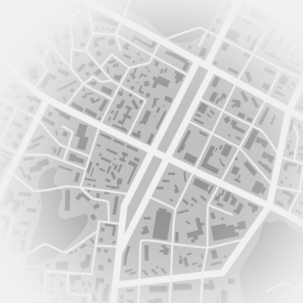 Абстрактная карта города. Печать с топографией города. Схема городского микрорайона. Векторная иллюстрация
