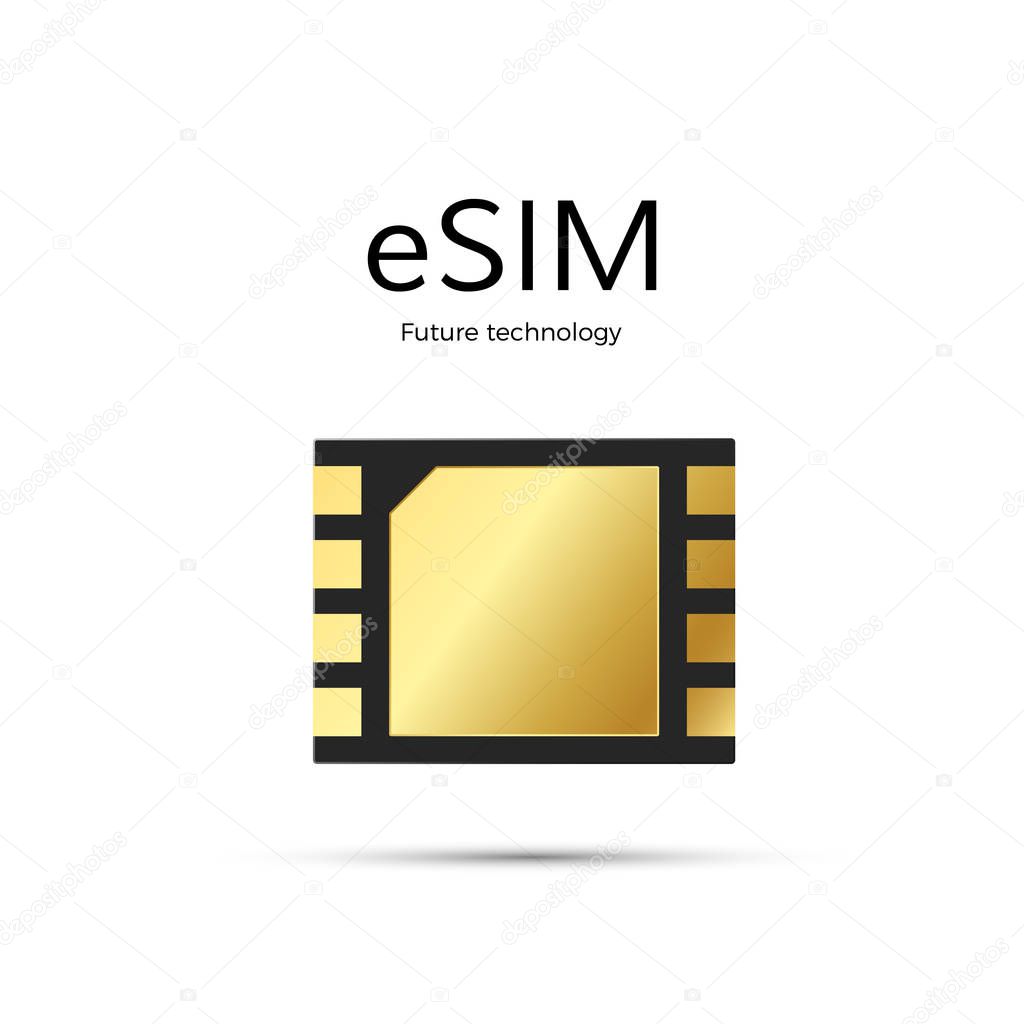 ESIM modern and tetechnology of future. Embedded SIM card icon symbol concept. gsm phone mobile network simcard. vector illustration isolated on white