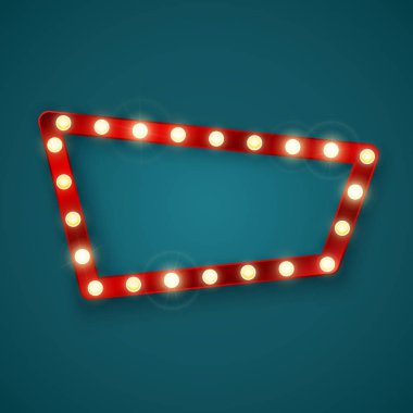 Retro afiş işareti. Bir motel ya da kumarhane reklamlarında tabela. Vektör çizimi