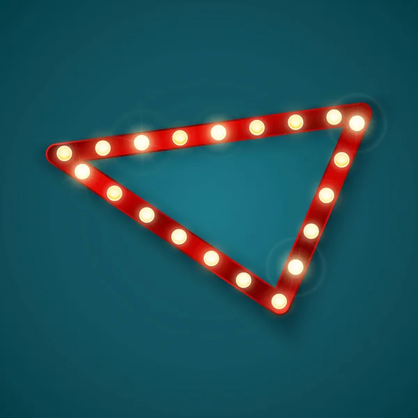 三角形のレトロなバナー。テキストのためのスペースを持つモーテルやカジノの広告の看板。ベクトルイラスト — ストックベクタ