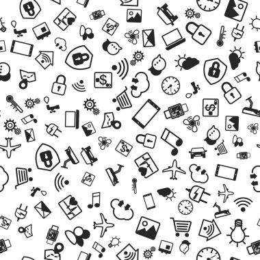 Iot kavramı. Nesnelerin Internet ikonları sorunsuz desen. Vektör çizimi