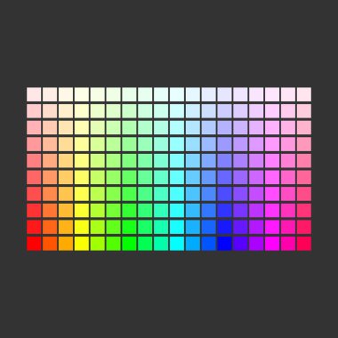 Renkli palet. Gökkuşağı paletinin parlak renklerini ayarlayın. Vektör çizimi