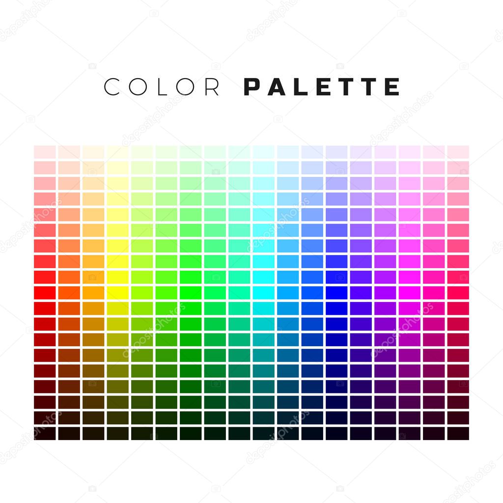 Colorful palette. Set of bright colors of rainbow palette. Full spectrum of colors. Vector illustration isolated on white background