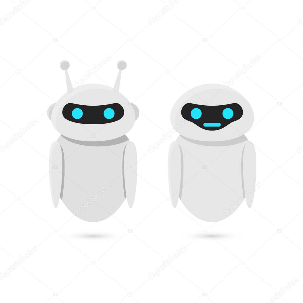 Robots isolated on white background. Bot design. Vector