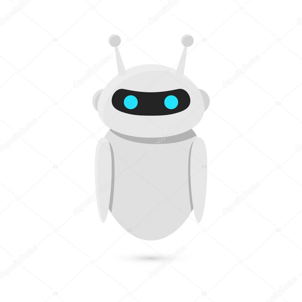 Robot isolated on white background. Bot design. Vector illustration