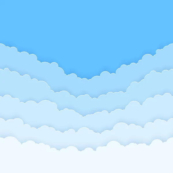 Abstraktní horizontální bezešvé mraky papíru. Mrak mraků na modrém pozadí. Vektorová ilustrace — Stockový vektor