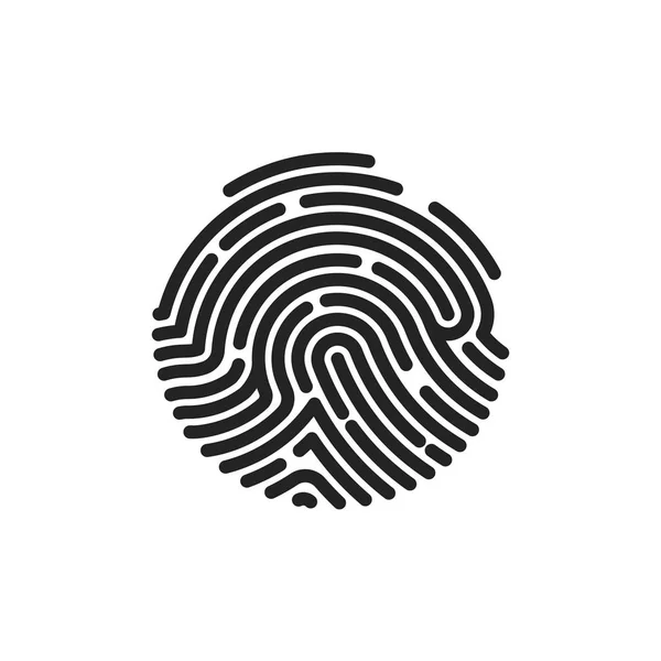 指紋フラットスキャン。アプリケーションのためのサークル指紋アイコンのデザイン。白を基調としたベクトルイラスト — ストックベクタ