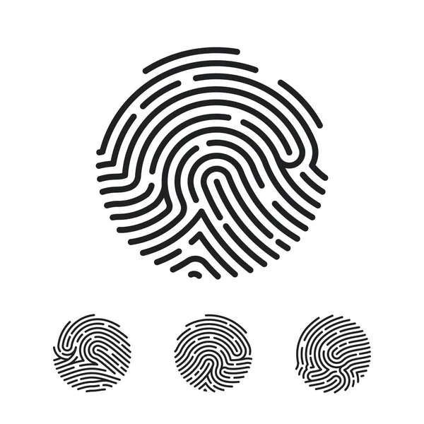 Circle Unique Fingerprint icon design for app. Finger print flat scan. Vector illustration isolated on white background — Stock Vector