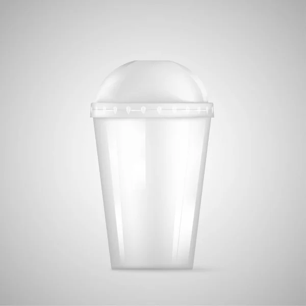 ソーダやカクテルのための透明なプラスチック空の使い捨て可能なカップ。白い背景に分離されたベクトルイラストレーション — ストックベクタ