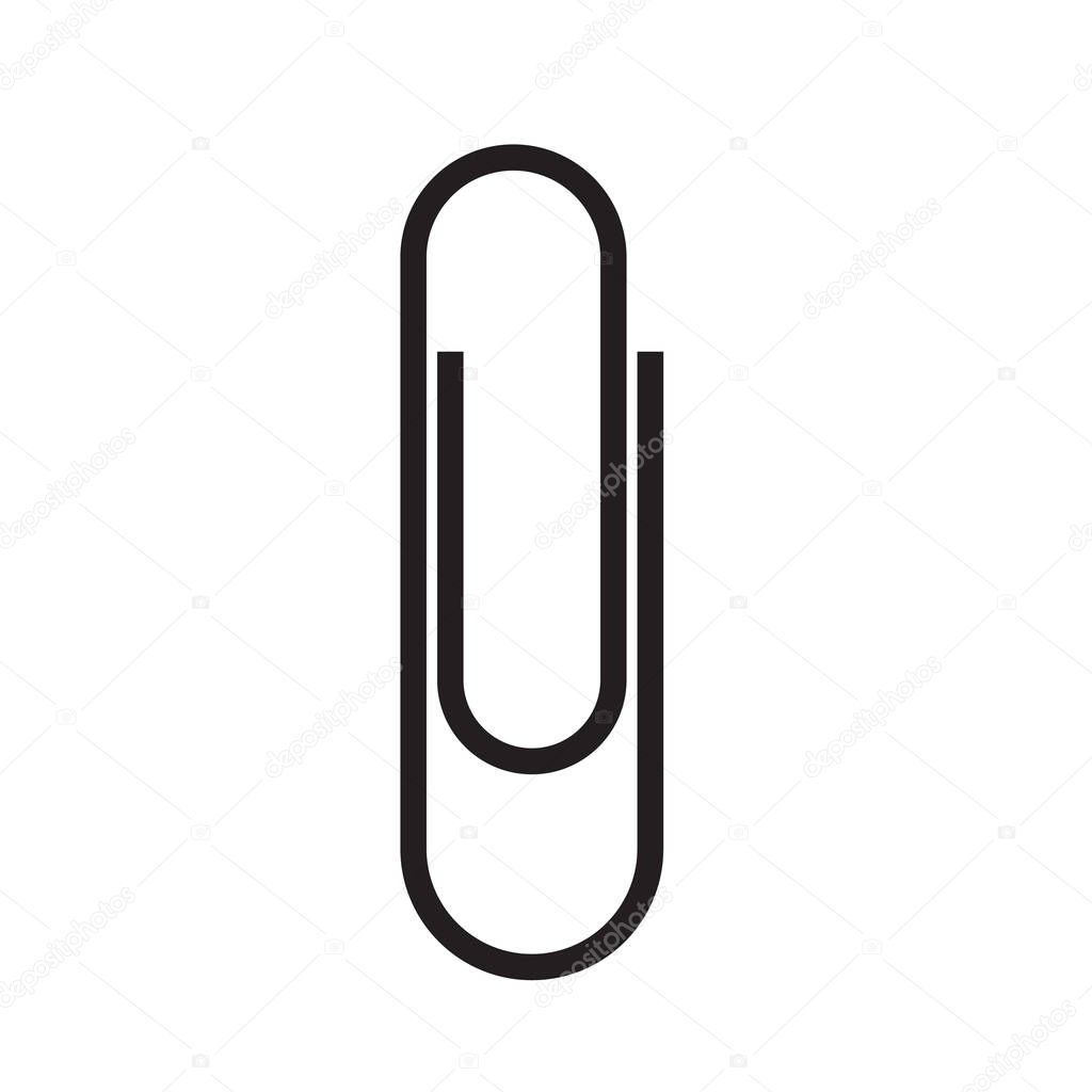 Paper clip attachment silhouette. Paperclip black icon. Attach file business document. Vector illustration isolated on white background