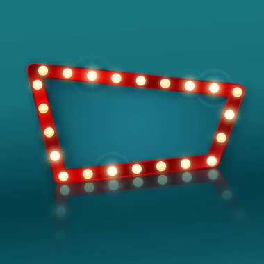 Yansıma ile Retro afiş işareti. Bir motel ya da kumarhane reklamlarında tabela. Vektör çizimi