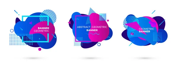 Creative geometric banner template. Colorful blue and purple shapes. Modert graphic elements. Vector illustration